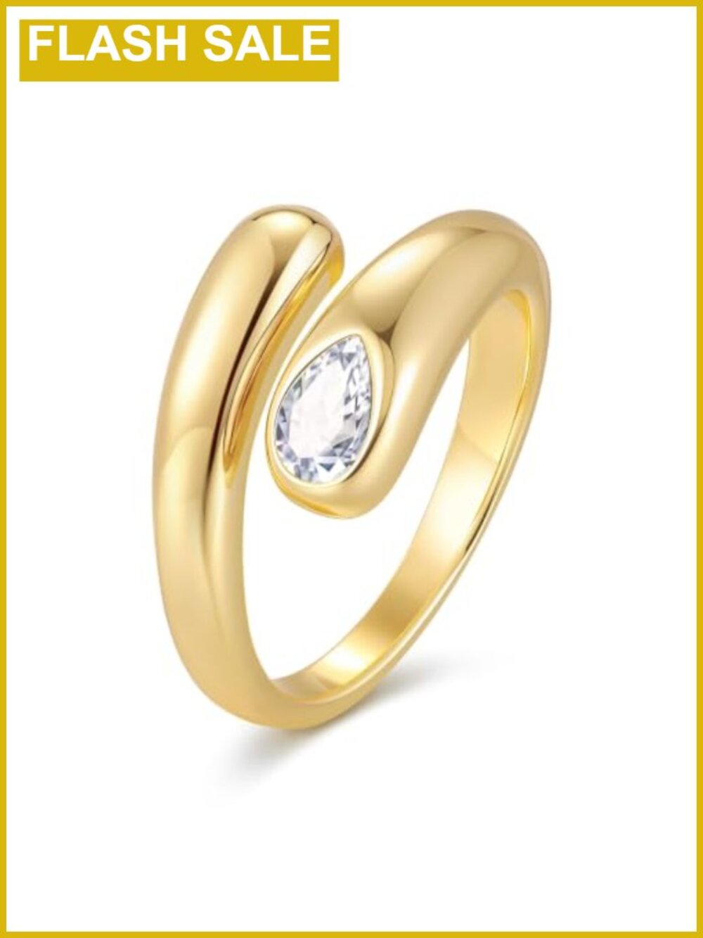 Chunky 14K Gold Plated Stackable Birthstone Rings Open Adjustable